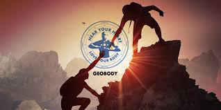 Geobody® Team Humanity visual showing people supporting one another while climbing