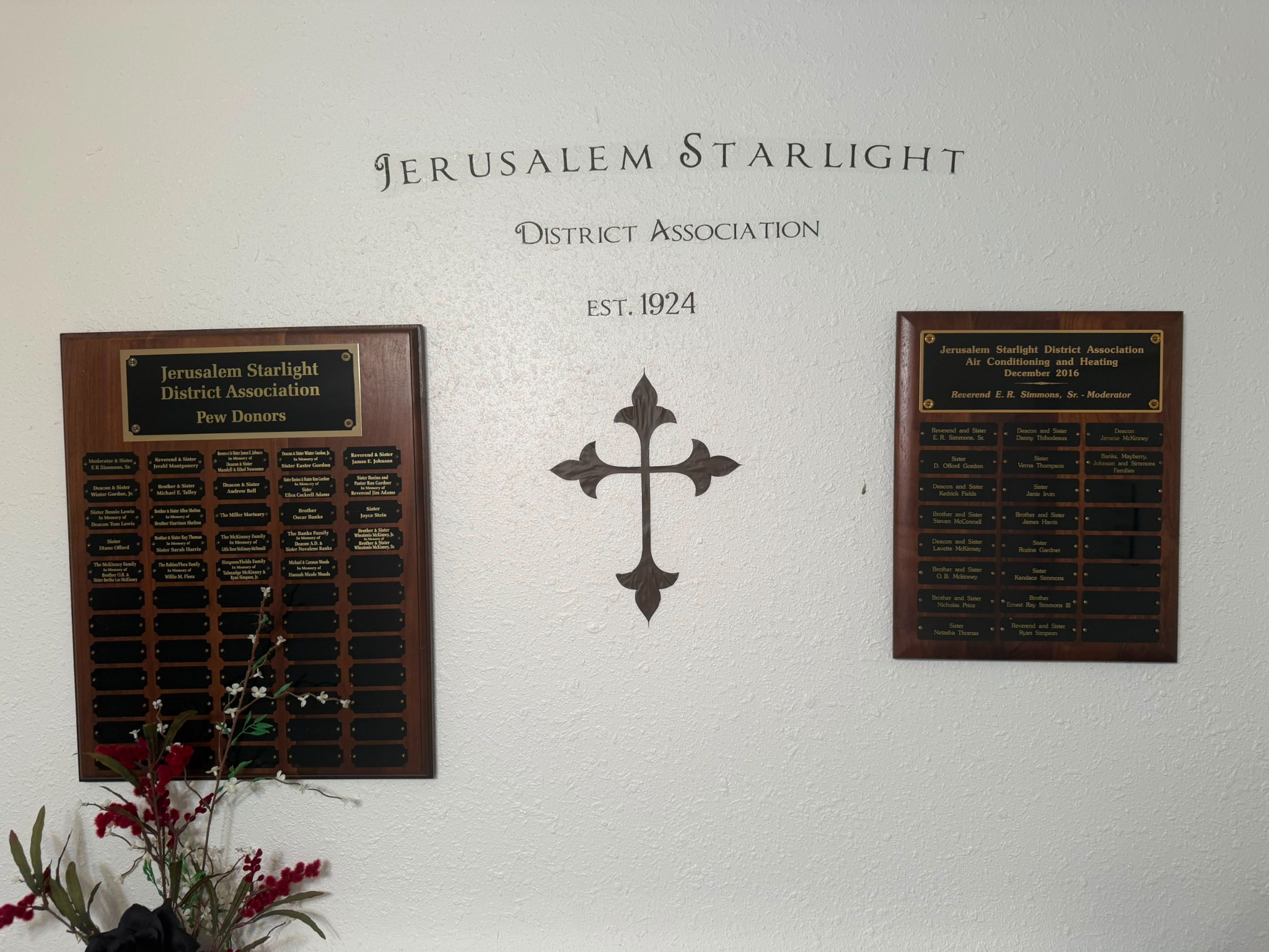 Recognition wall for Jerusalem Starlight District Association
